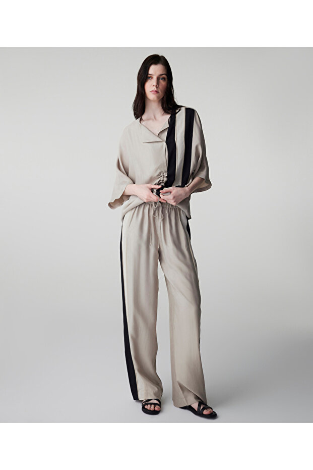 Adjustable Waist Colorblock Pants