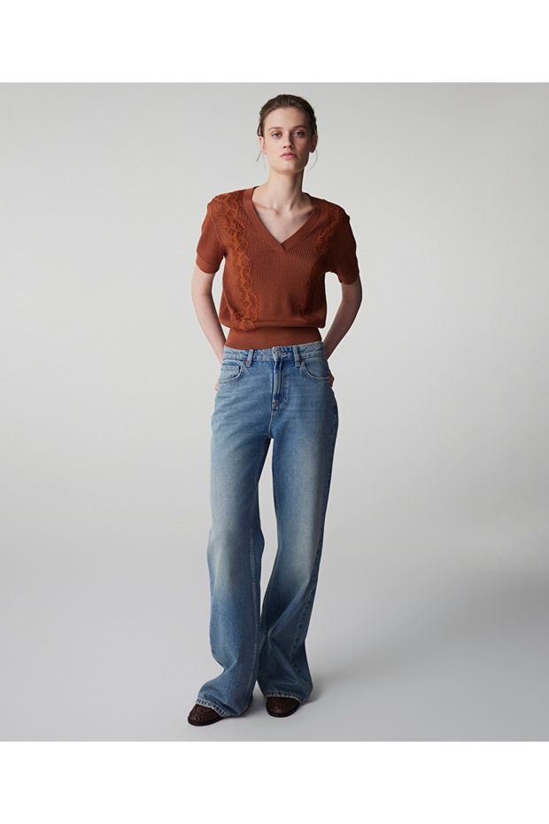 Nakışlı ajurlu triko - 5