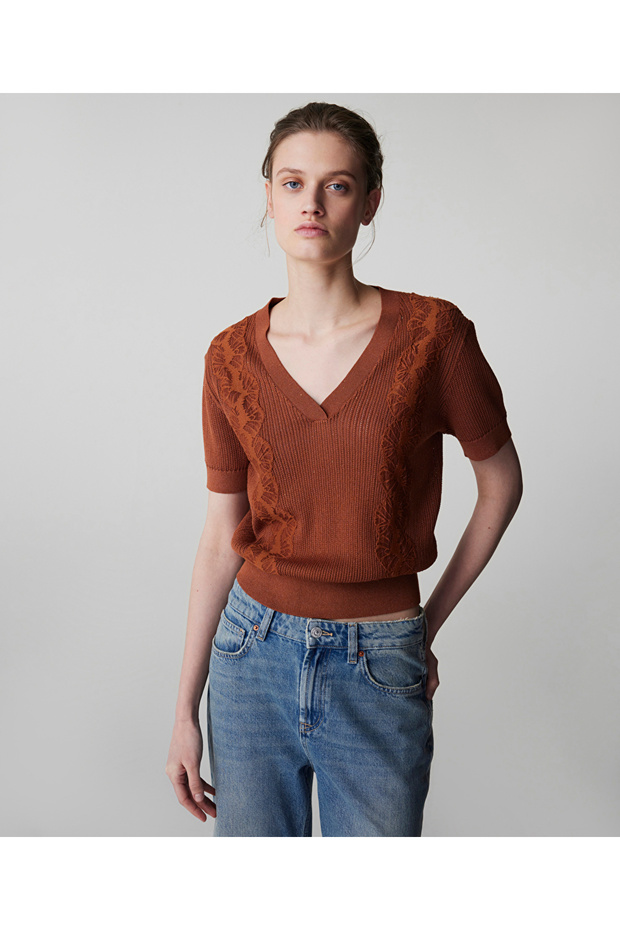 Nakışlı ajurlu triko - 2