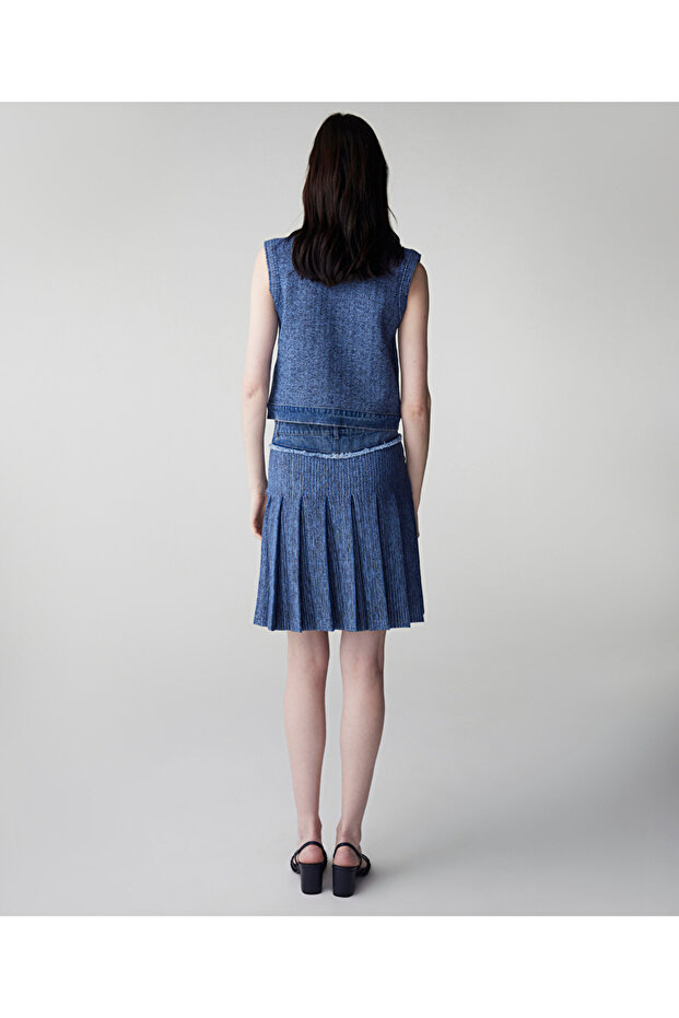 Denim mix triko etek - 6