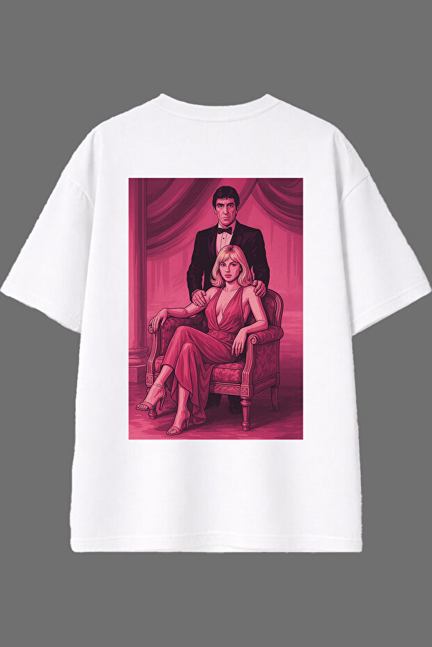 Scar Family Design Back Printed White Oversize T-Shirt