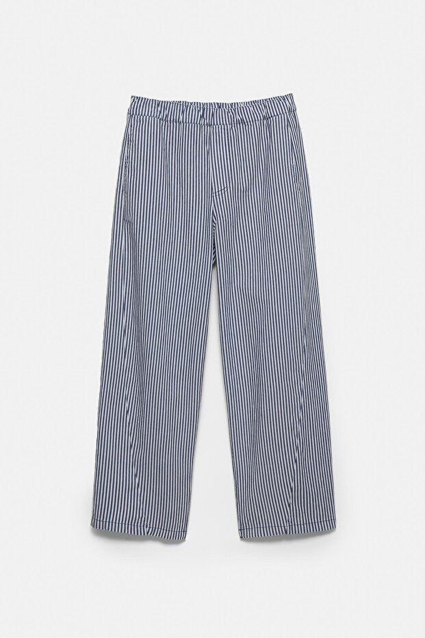 Çizgili barrel pantolon - 6
