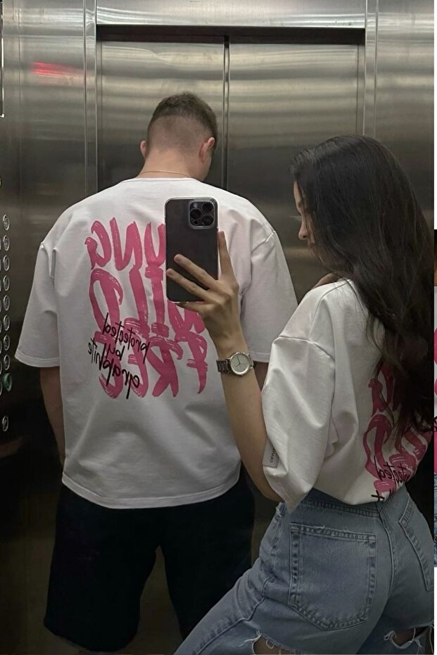 Women's Men's Oversize T-Shirt Young Wild Free Printed White – Valentine's Day, Couple, Couple's Set