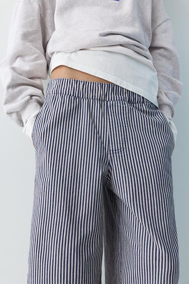 Çizgili barrel pantolon - 5
