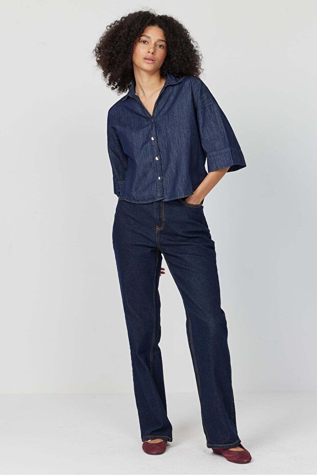 Kadın Kot Gömlek - 7