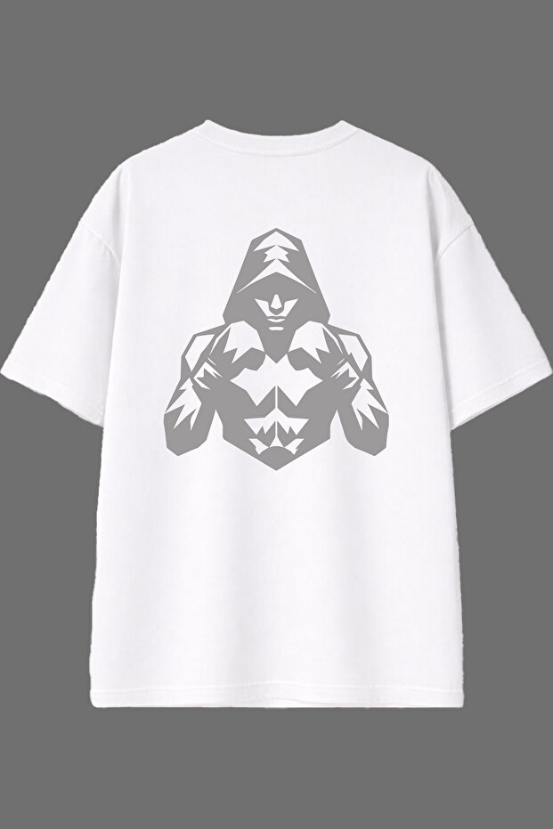 Gray Boxer 1 Design Back Printed White Oversize t Shirt