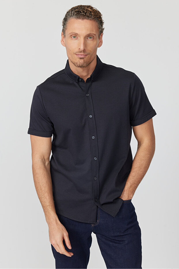 قميص رجالي بياقة بأزرار - 1