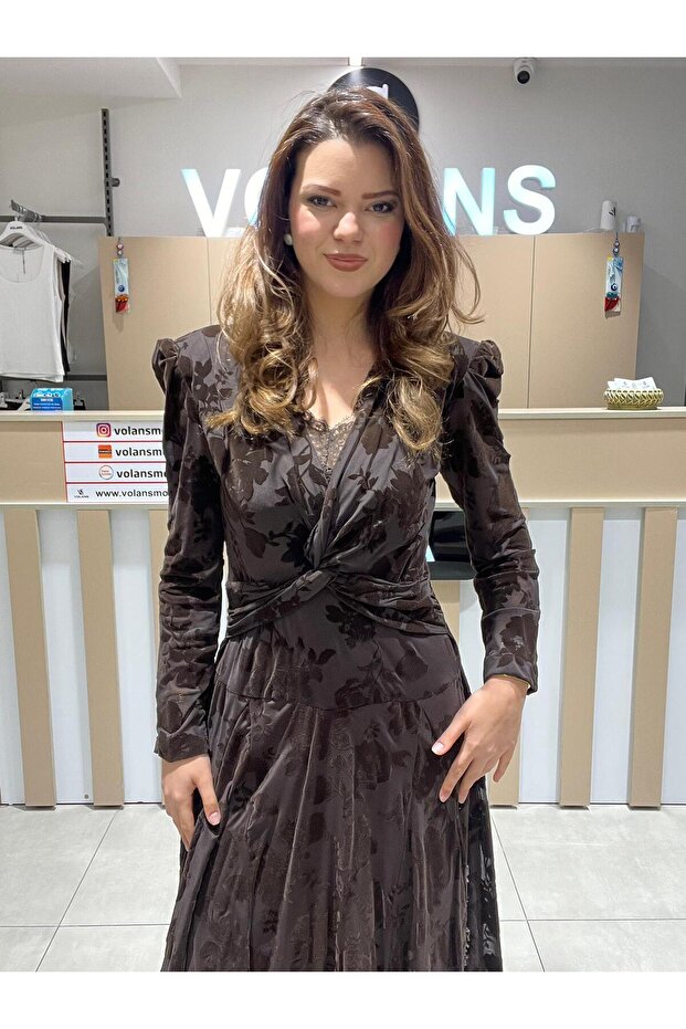 35534 BRODE DETAYLI ELBİSE - 2