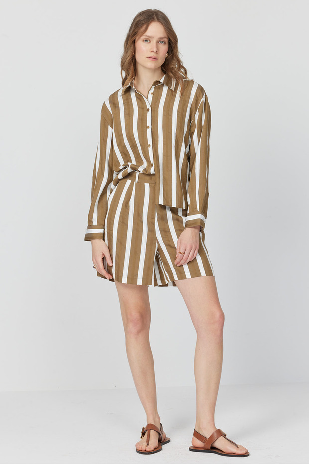 Kadın Çizgili Şort - 3