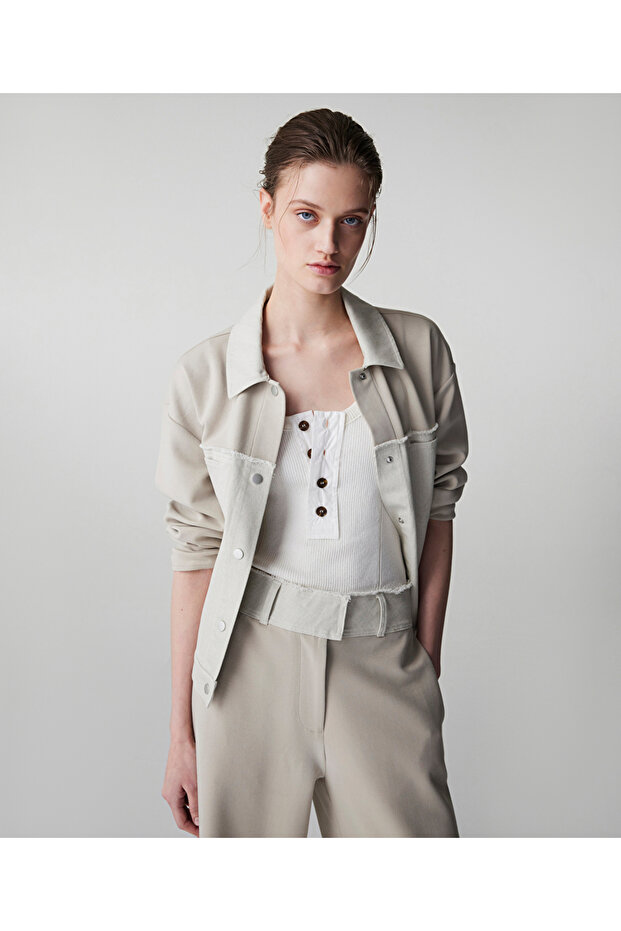 Kumaş mix raw edge sweatshirt - 1