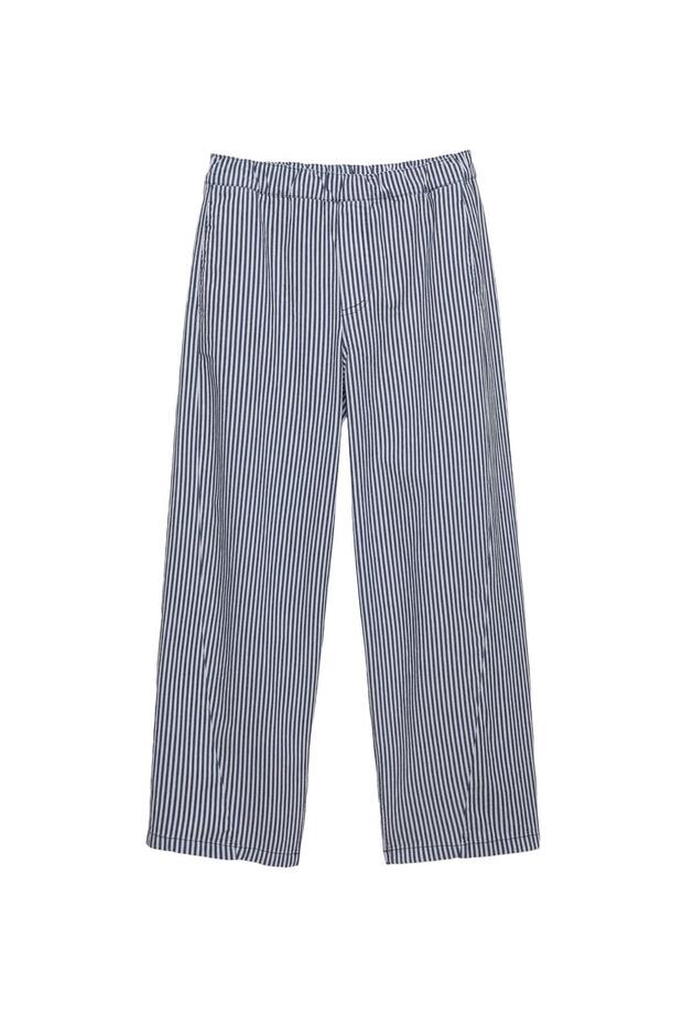 Çizgili barrel pantolon - 4