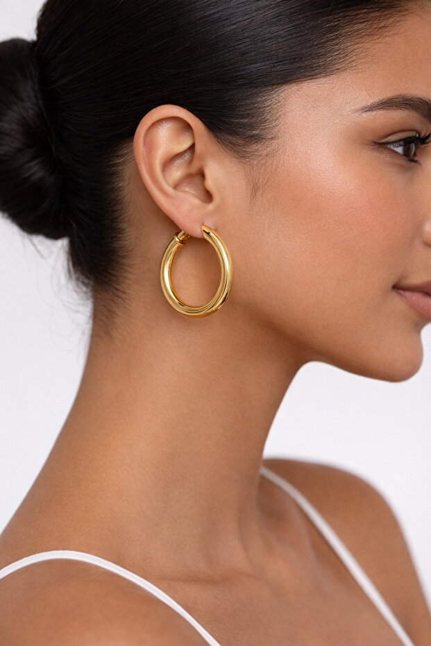 Loop Gold Halka Küpe - 1