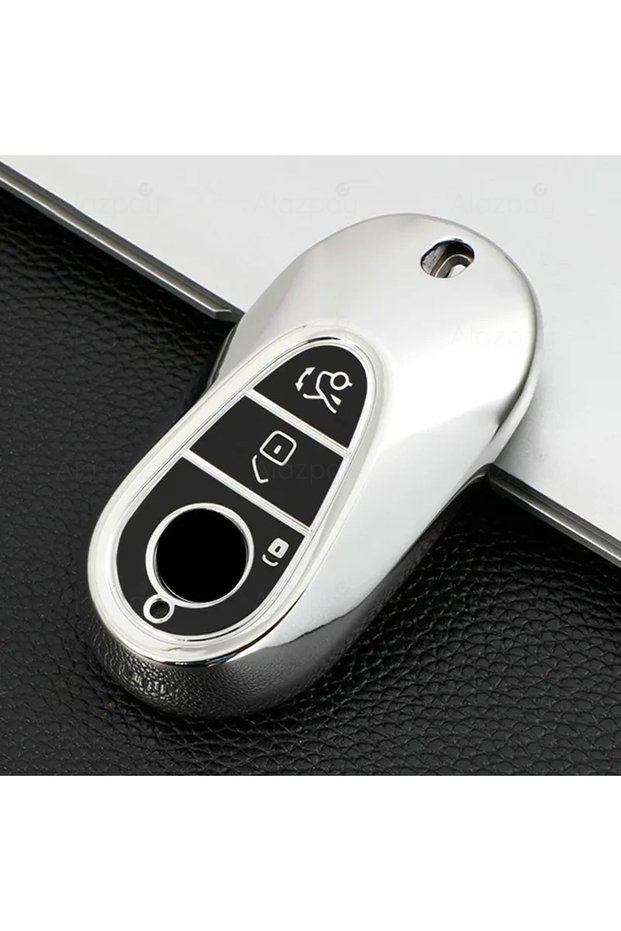 Mercedes-Benz Compatible C, E, S Class, C200, C300, W206, W223, S400, S450, S480, S500, Glossy Tpu Key Case Cover (Silver)