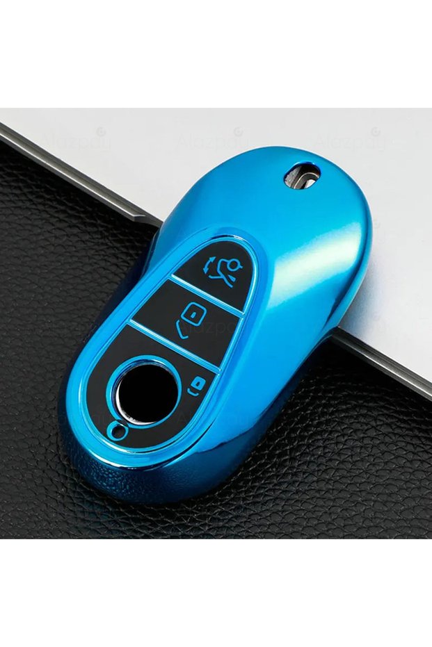 Mercedes-Benz Compatible C, E, S Class, C200, C300, W206, W223, S400, S450, S480, S500, Glossy Tpu Key Case Cover (Blue)