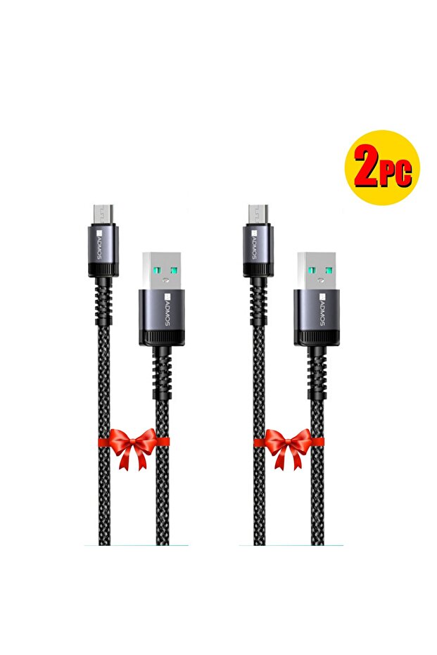 عبوة من قطعتين من كابل الشحن السريع المضفر من USB-A إلى Micro USB