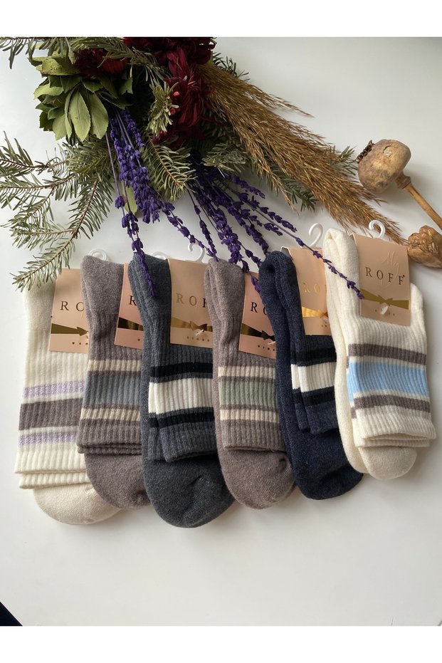 Ruff Women's Bamboo Patterned Socks Set of 6, Size 36-42, Soft Daily Socks