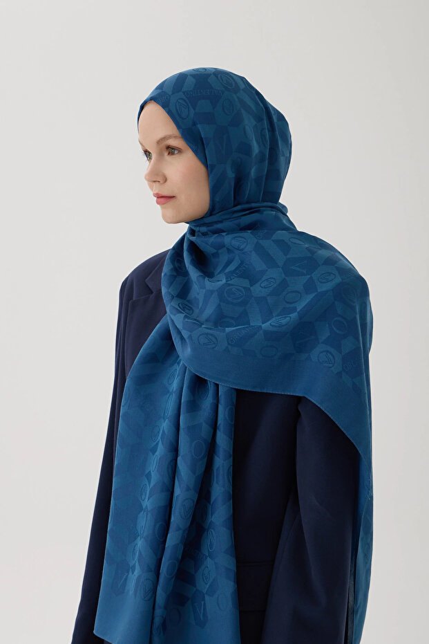 Logo Series Monogram Shawl - 06244 Indigo