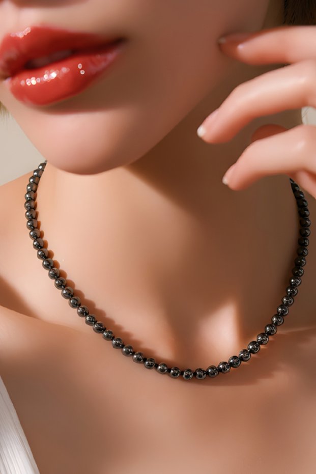 Women's Stylish Necklace Hematite 6 mm Very High Quality (Gift for Special Occasions) Combination Trend