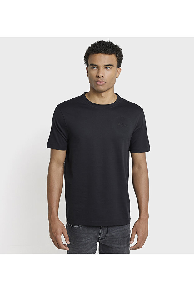 Black Solid Crew Neck Men Casual T-Shirts