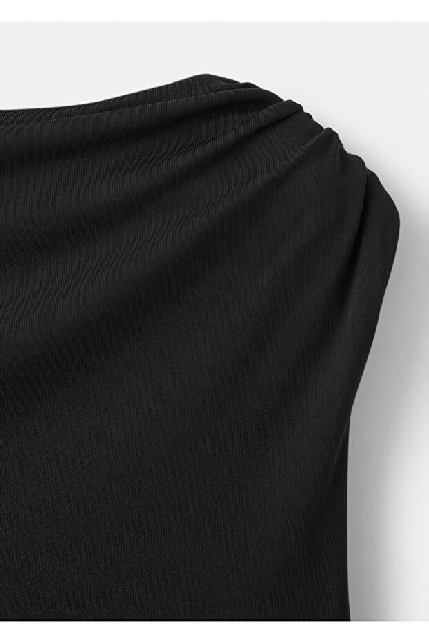 Asimetrik evaze elbise - 8