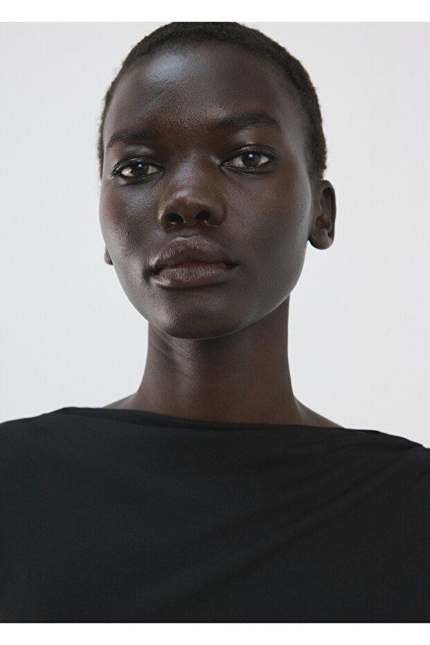 Asimetrik evaze elbise - 6