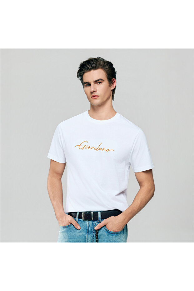 Men’s Slim Fit Cotton Signature Print Tee