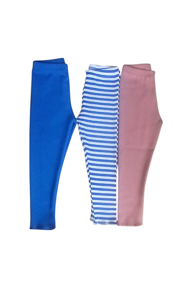 Ribbed Flexible 3-Piece Baby Tights Kids Tights Single Bottom