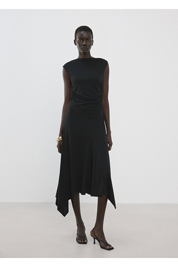 Asimetrik evaze elbise - 2