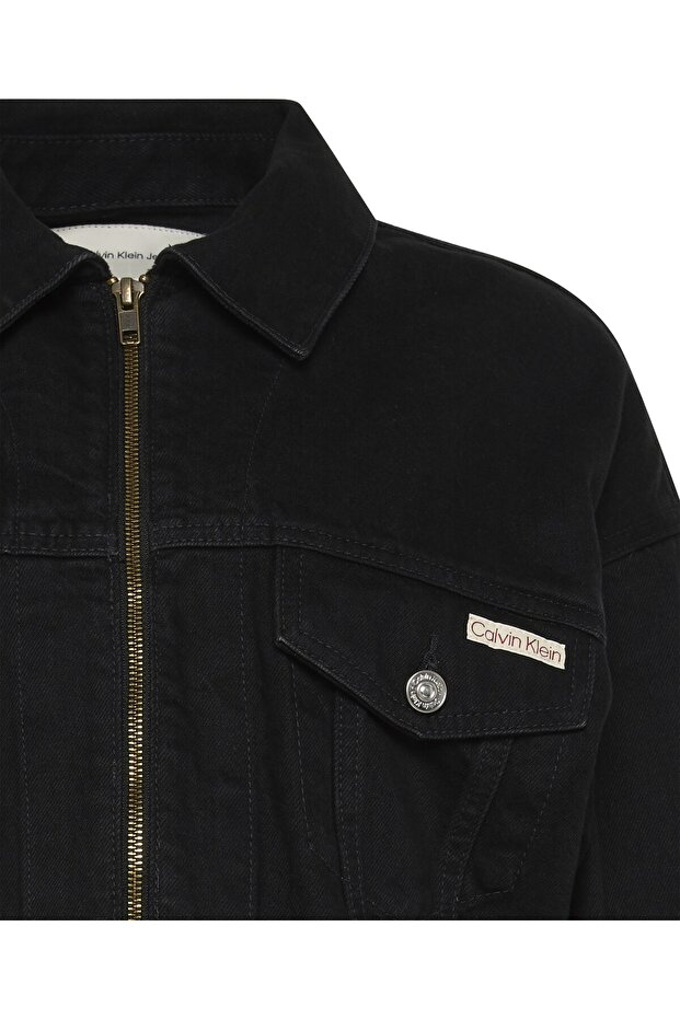 DENIM CROPPED JACKET SOFT BLACK - 3