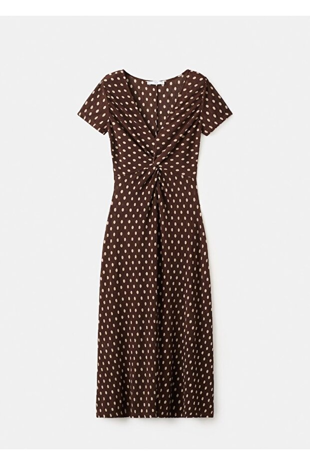 Desenli midi elbise - 3