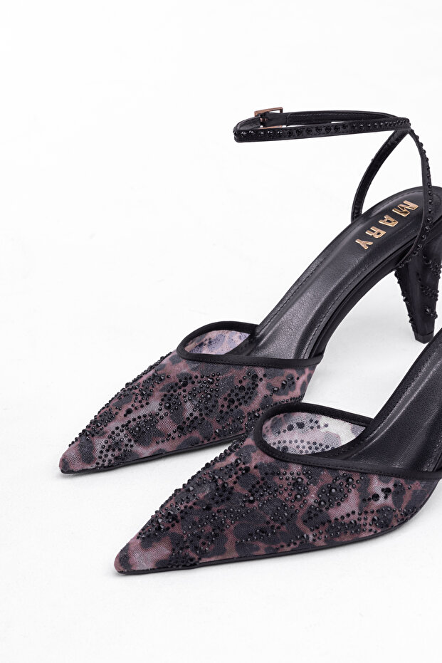 Thin Heeled Mesh and Stone Embroidered Ankle Strap Women's Stiletto Shoes – Elegant Touches