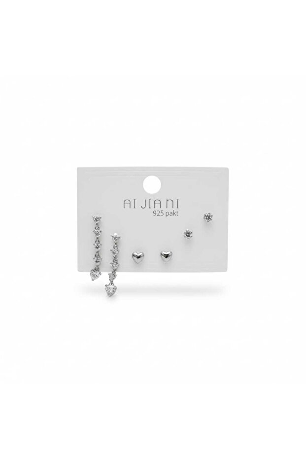 Anti-Tarnish Steel 6-Piece Zircon Stone Earrings