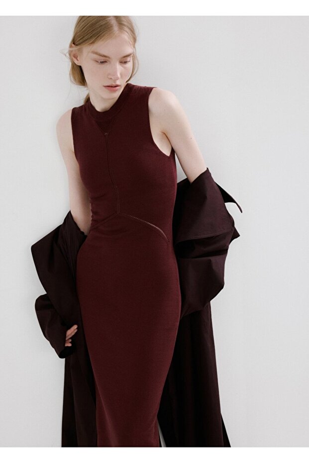 Örgü midi elbise - 1