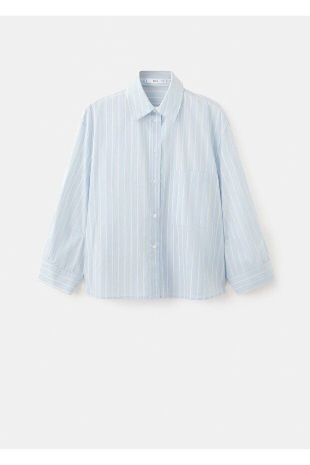 Çizgili pamuklu gömlek - 3