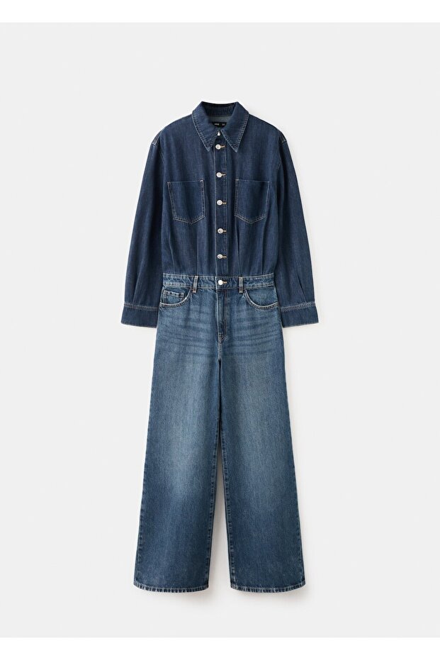 Düğmeli kot tulum - 3