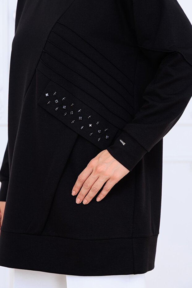 NERVÜR DETAYLI CEBİ TAŞLI TUNİK - 4