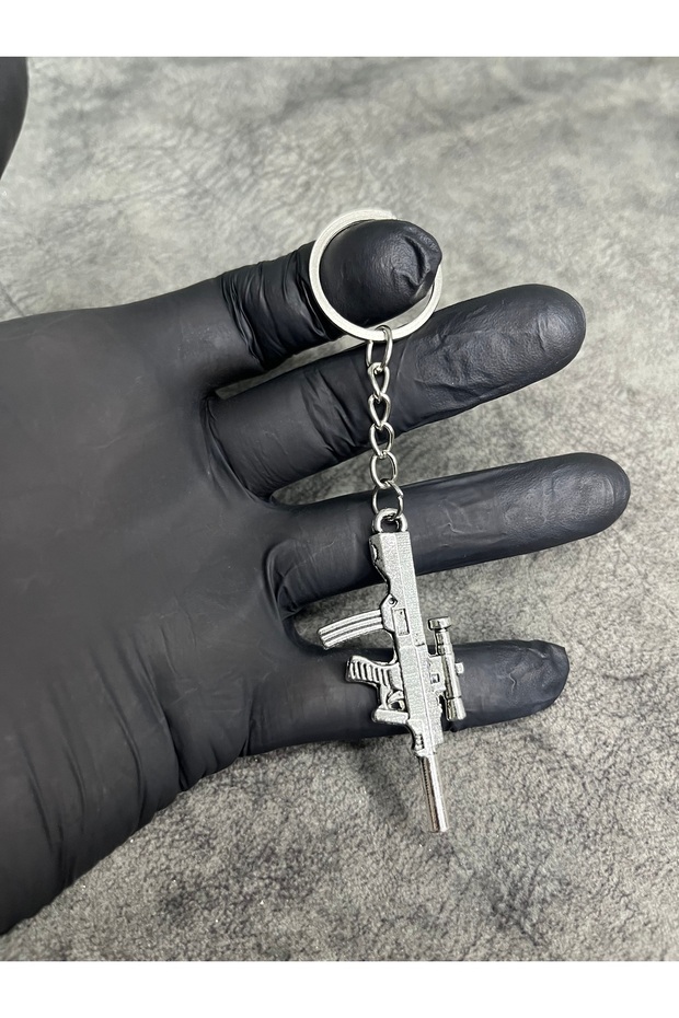 1 Piece Binocular Machine Gun Silver Color Keychain