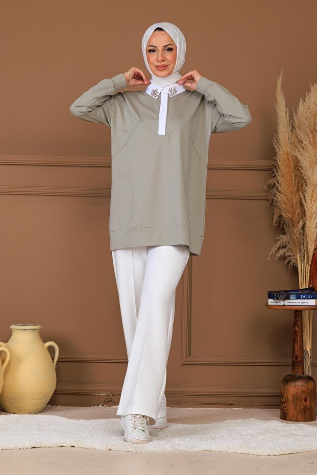 RENKLİ TAŞ İŞLEMELİ TUNİK - 3