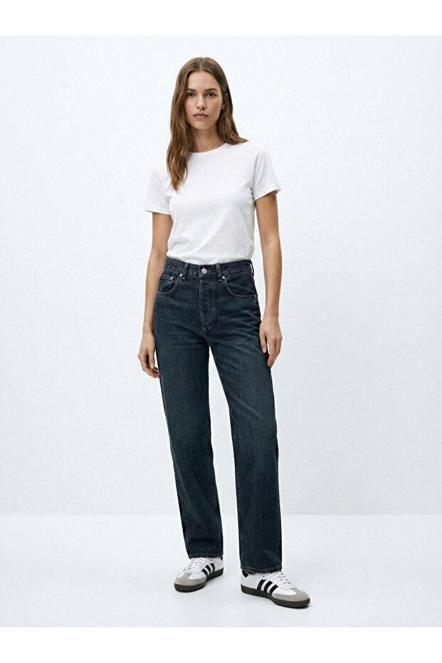 Vienne Straight Leg High Waist Mid Indigo Jean Trousers