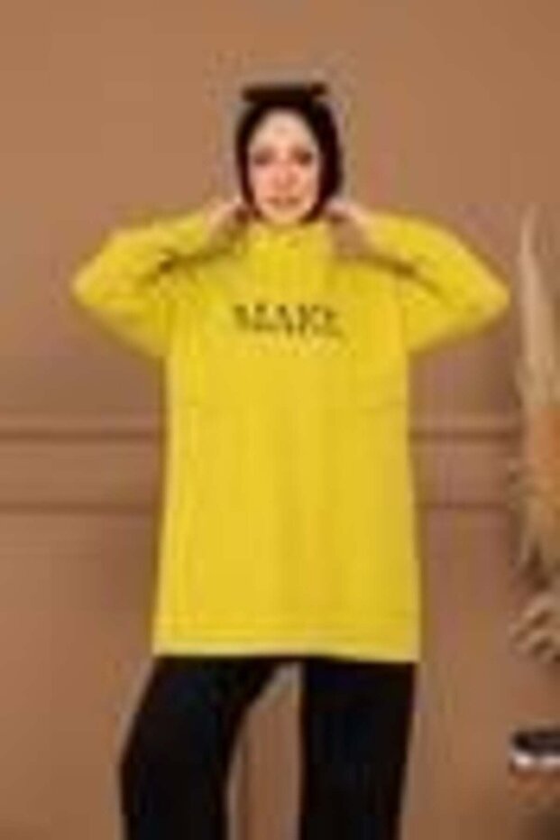 DİK YAKA CEPLİ YAZILI SWEAT - 5