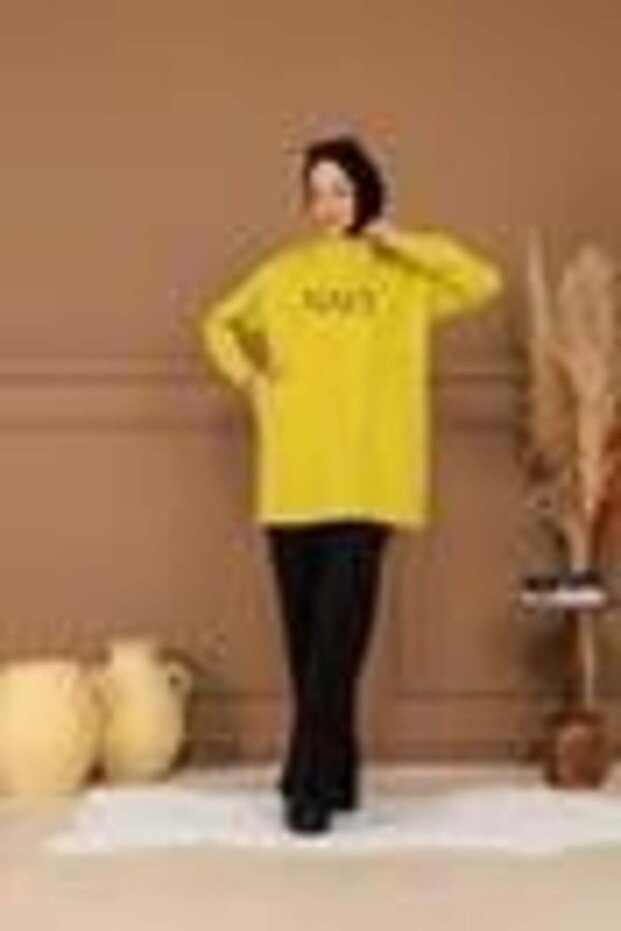 DİK YAKA CEPLİ YAZILI SWEAT - 2