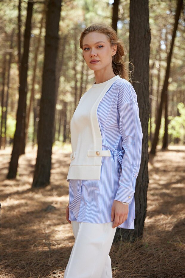 GÖMLEK DETAYLI BAĞLAMALI TUNİK - 2