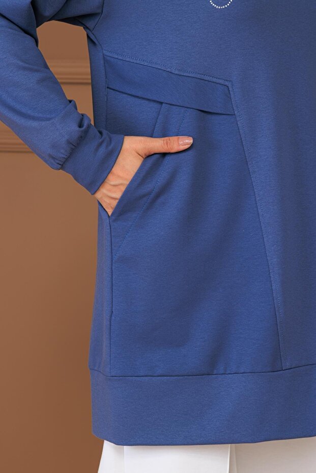 DİK YAKA CEPLİ YAZILI SWEAT - 3