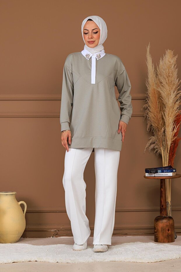 RENKLİ TAŞ İŞLEMELİ TUNİK - 2