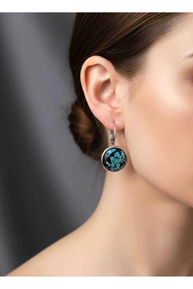 Steel Earrings with Real Flowers