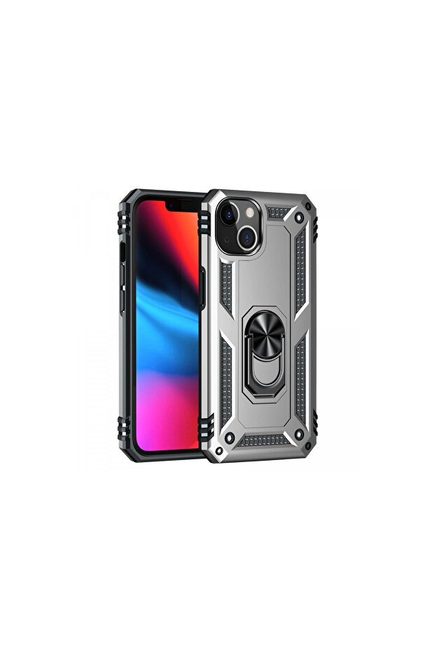 غطاء سيليكون لـ iPhone 14 Plus مع حلقة صوفيا - فضي - 1