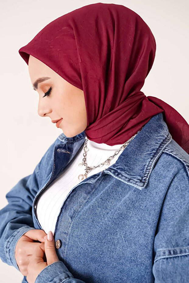 Mp Bambu Kraş Eşarp - Burgundy – Self-Creasing, No Ironing Required | 100X100 cm