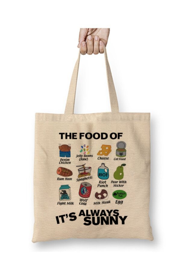 The Food of It's Always Sunny White Tote Bag Long Handle Shopping Bag Beach Bag