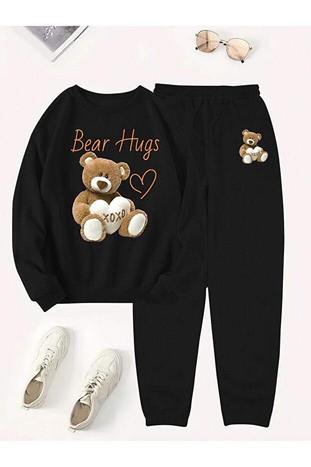 Women's Plus Size Relaxed Fit Mid-Size Print Tracksuit Set