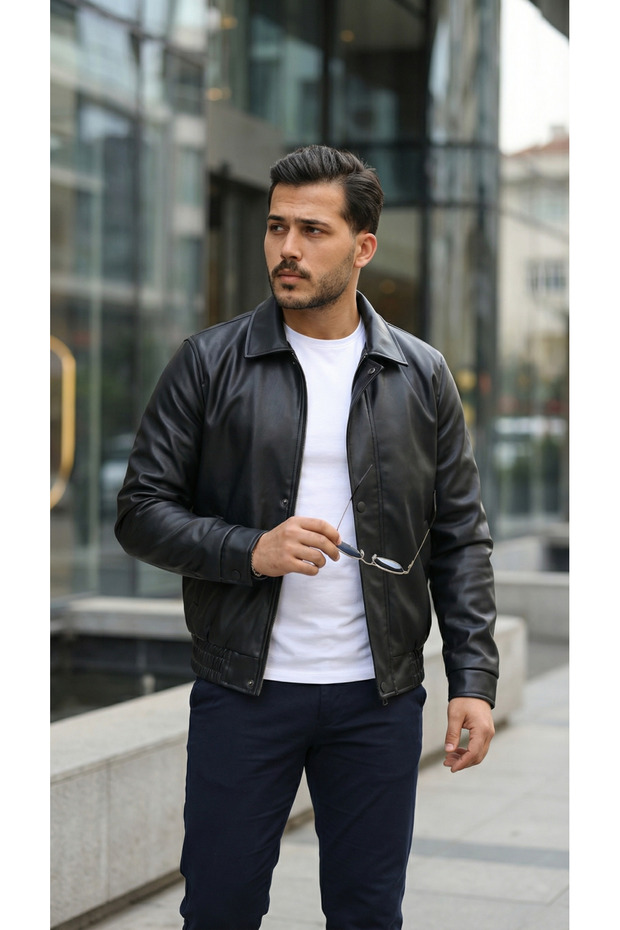 سترة جلدية مبطنة للرجال - 4